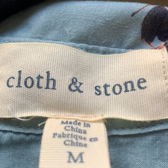 CLOTH & STONE BUTTON DOWN SHEER FLORAL BLOUSE SIZE MEDIUM - Picture 3 of 5